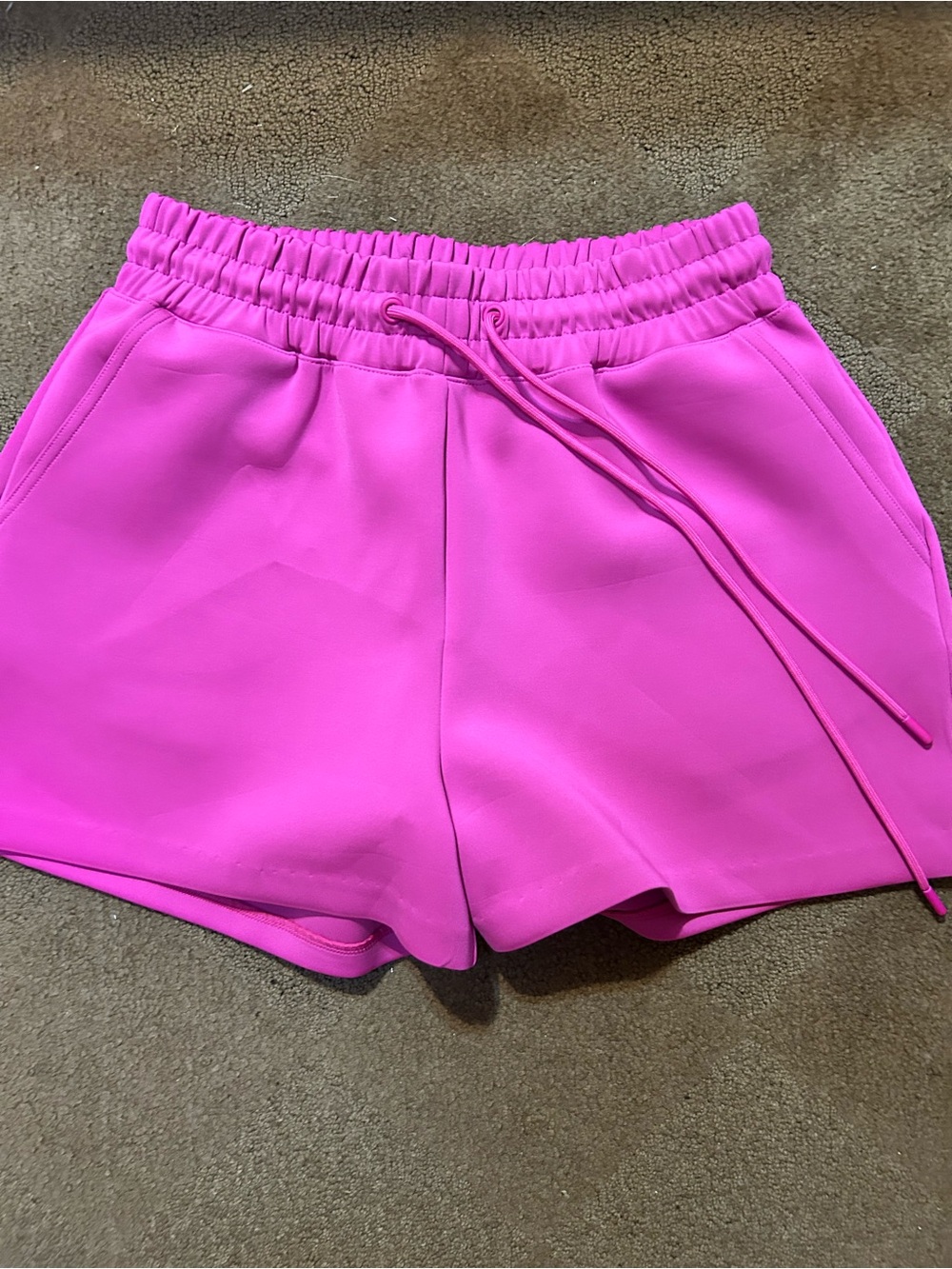 Good American Hot Pink High-Rise Drawstring Athletic Shorts